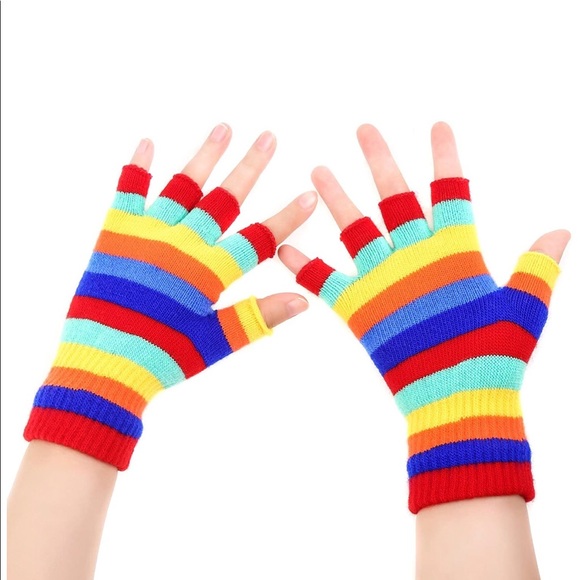 NWOT Rainbow 🌈 Soft Knitted Fingerless Glo… - Picture 2 of 8
